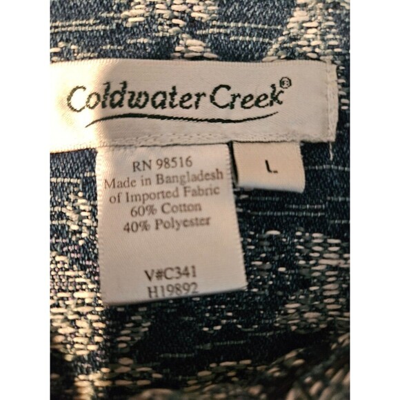 Coldwater Creek Vest STRETCH DENIM Size L Jacquard FLORAL EMBROIDERY Embroidered - Picture 5 of 6
